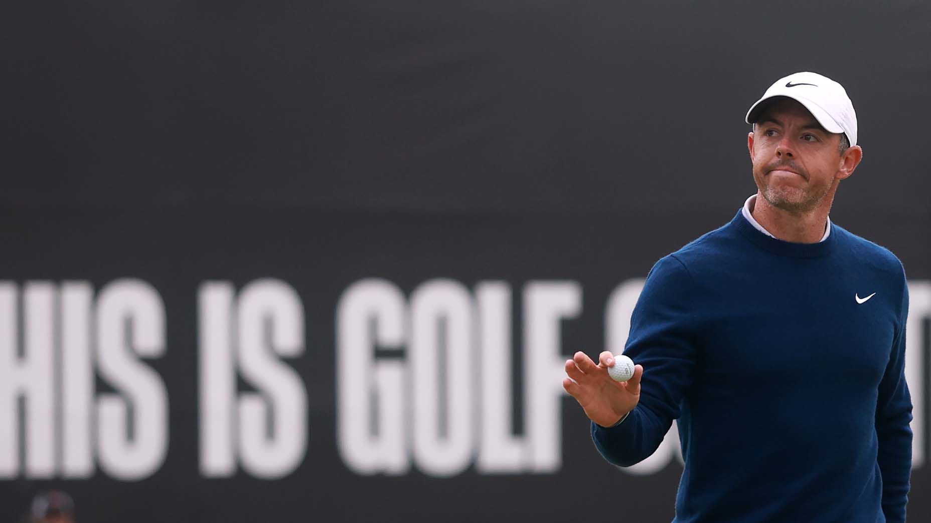 Rory McIlroy acknowledges the crowd during the final round of the Genesis Scottish Open