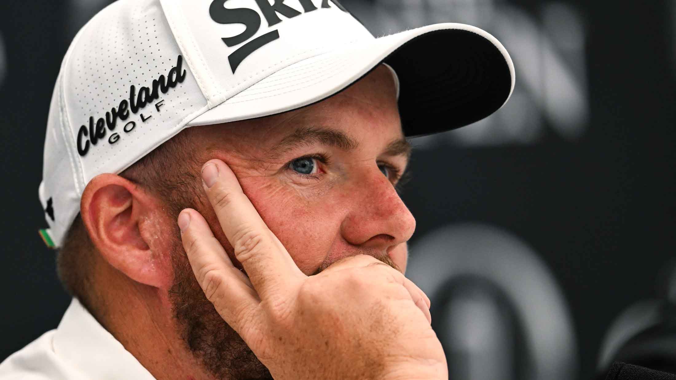 Shane Lowry of Ireland during a media conference at Royal Portrush Golf Club in Portrush, Antrim, ahead of The 153rd Open Championship