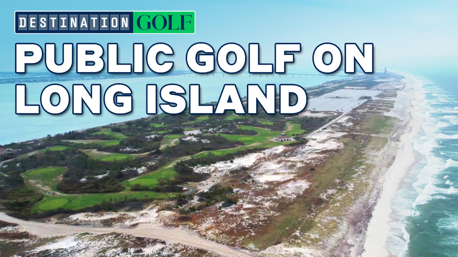 an overhead shot of robert moses state park with a golf course in the distance